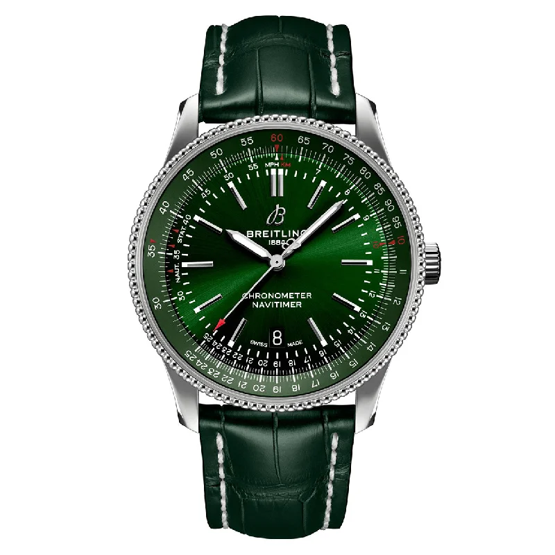 stylish watches for women with gemstone-studded dials -Breitling Navitimer Green Dial Men 41mm