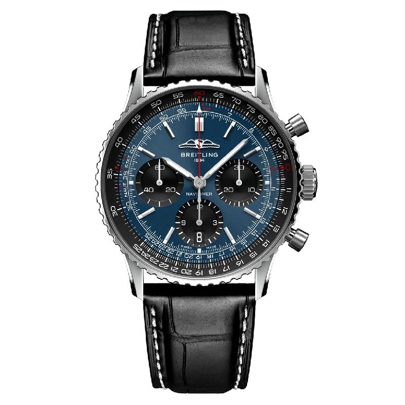 best waterproof diving watches with luminous display -Breitling Navitimer B01 Blue Dial Men 41mm