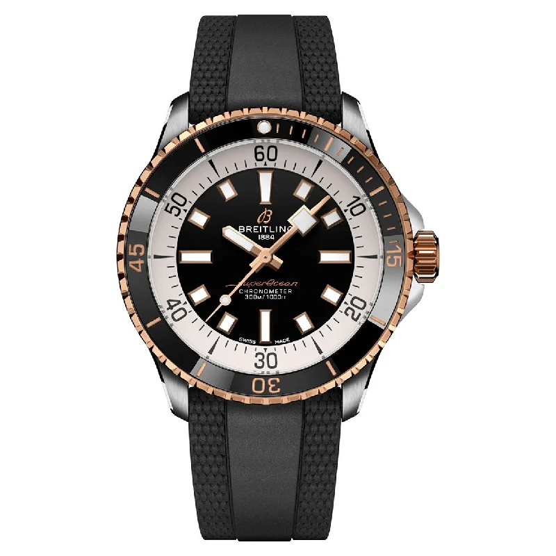 solar-powered watches for men with long battery life -Breitling Superocean Black Dial Men 42mm