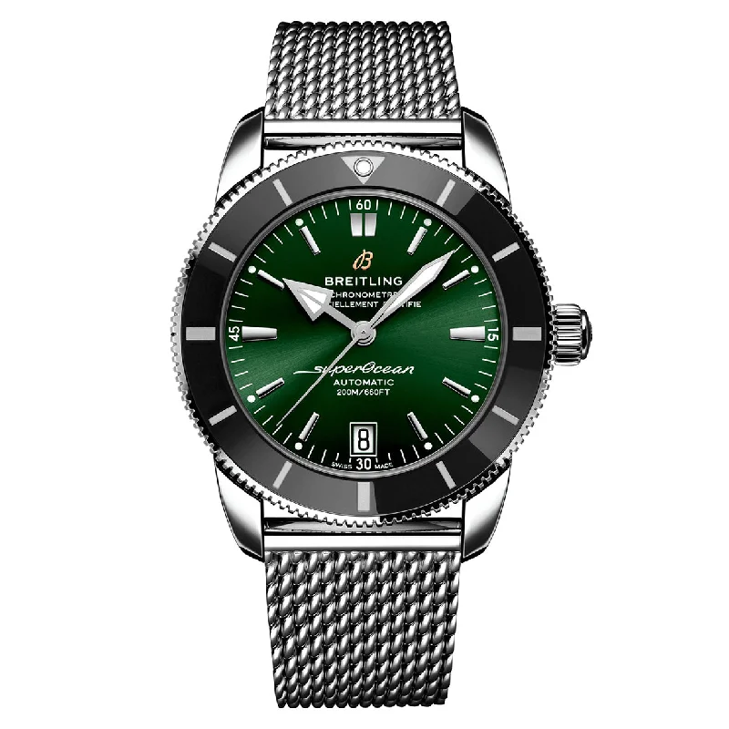 women’s watches with crystal-encrusted bezels for elegance -Breitling Superocean Heritage B20 Green Dial Men 42mm