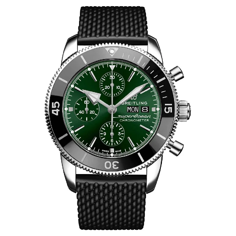 luxury watches for men with stainless steel bracelets -Breitling Superocean Heritage Green Dial Men 44mm