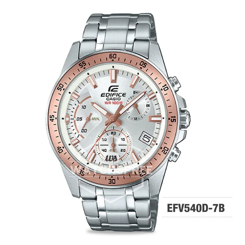 high-tech sport watches for men with advanced sensors -Casio Edifice Standard Chronograph Silver Stainless Steel Band Watch EFV540D-7B EFV-540D-7B