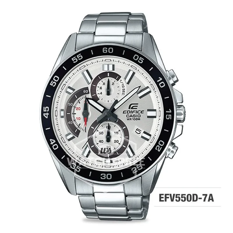 digital watches for men with advanced tracking features -Casio Edifice Standard Chronograph Silver Stainless Steel Band Watch EFV550D-7A EFV-550D-7A