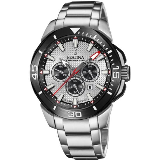 women’s watches with simple dials and leather straps -Festina Chrono Bike Stainless Steel Chronograph Mens Watch I Model F20641/1 Quartz Movement