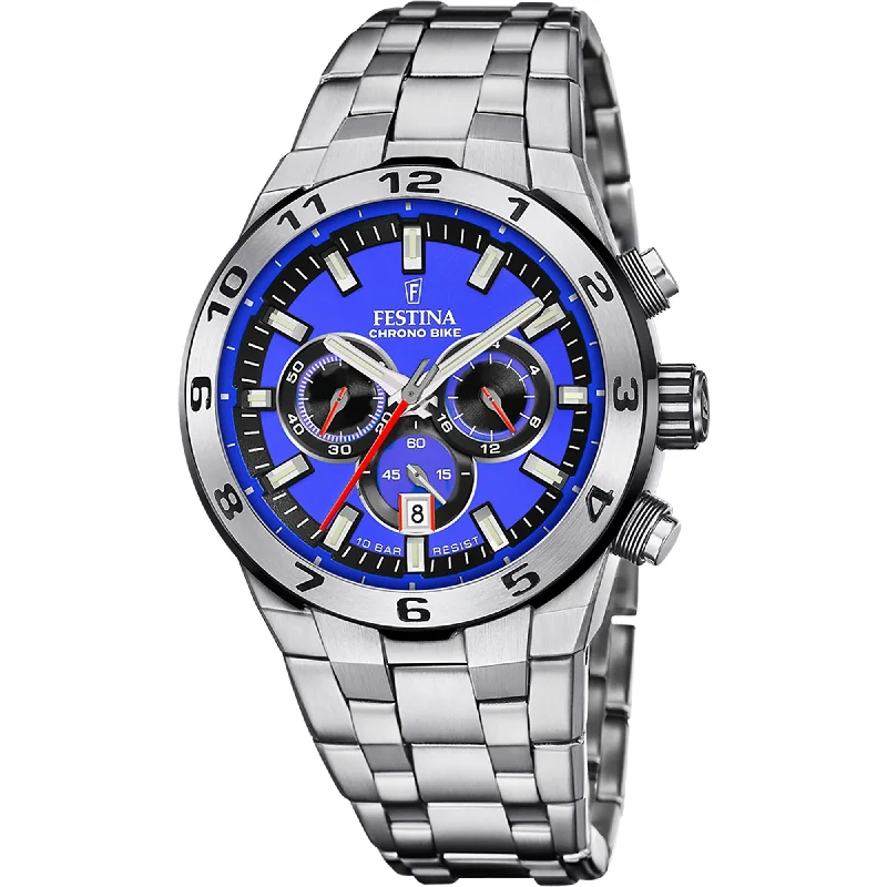 sport watches for men with activity tracking and GPS -Festina Chrono Bike Stainless Steel Chronograph Mens Watch I Model F20670/3 Quartz Movement