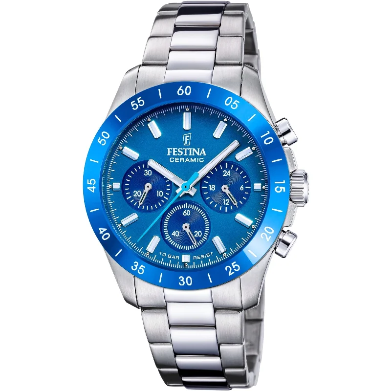 solar-powered watches with eco-friendly features -Festina Ceramic Chronograph Ladies Watch I Model F20693/4 Quartz Movement