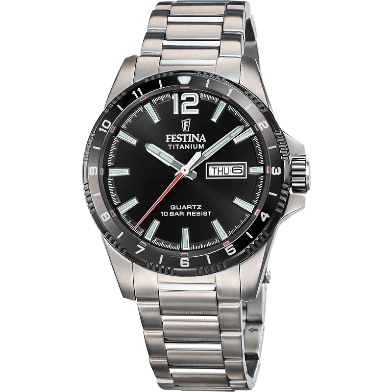 stylish watches for men with sporty rubber bands -Festina Titanium Analog Mens Watch I Model F20698/4 Quartz Movement