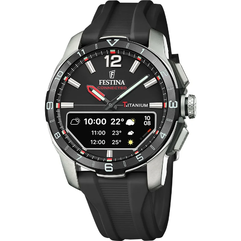 luxury watches for men with premium leather straps -Festina Connected D Rubber Connected (Digital) Mens Watch I Model F23000/4 Digital Movement