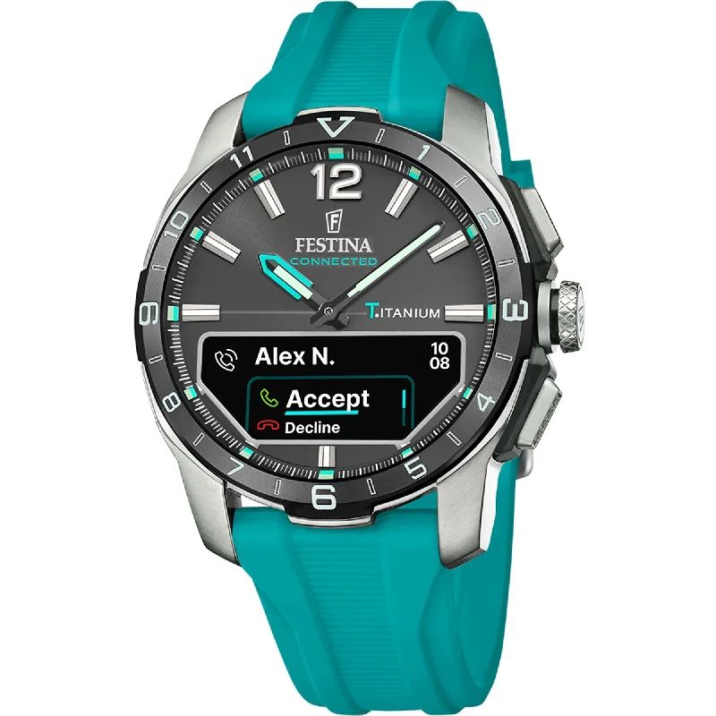 sport watches for men with built-in altimeter and compass -Festina Connected D Rubber Connected (Digital) Mens Watch I Model F23000/5 Digital Movement