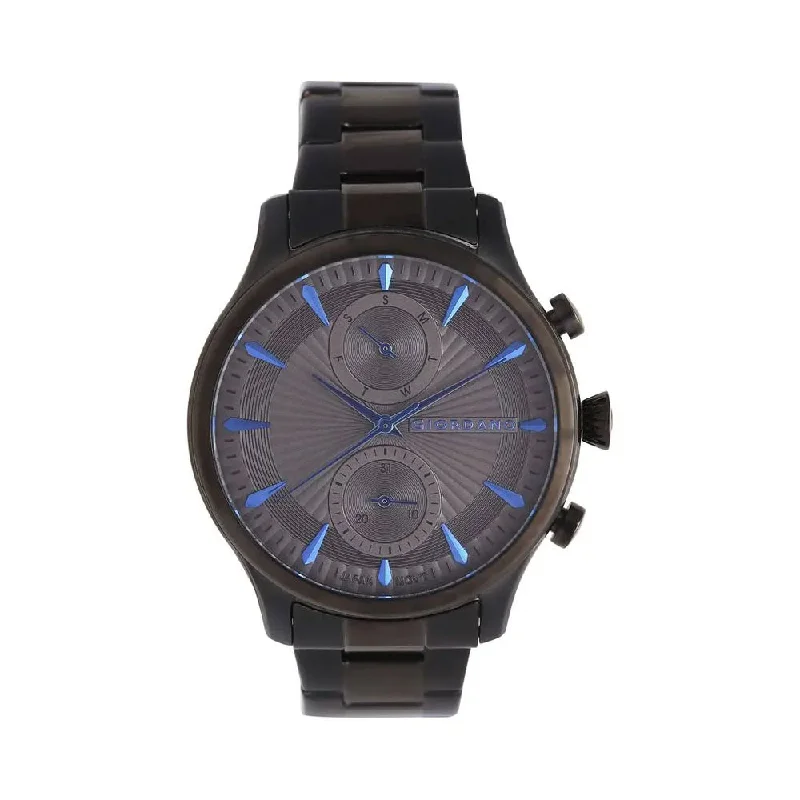 digital watches with GPS and heart rate for men -Giordano Mens Gunmetal Dial Metallic Multi-Function Watch - 1946-44