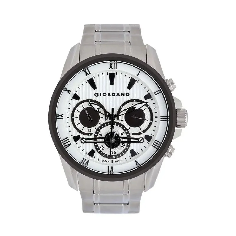 women’s watches with sparkling accents and crystals -Giordano Mens White Dial Metallic Multi Function Watch - GD-1052-22