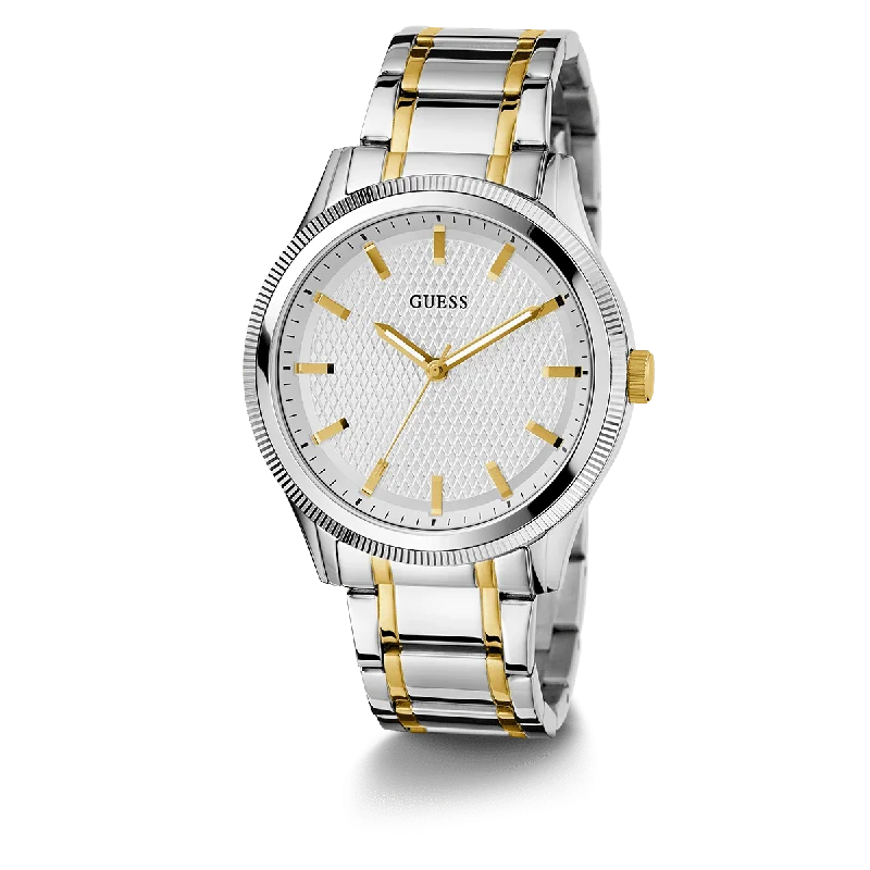 sport watches with advanced features for fitness tracking -GUESS Mens 2-Tone Silver Analog Watch