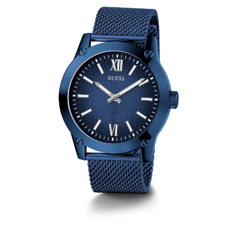 best sport watches for men with GPS tracking for hiking -GUESS Mens Blue Analog Watch