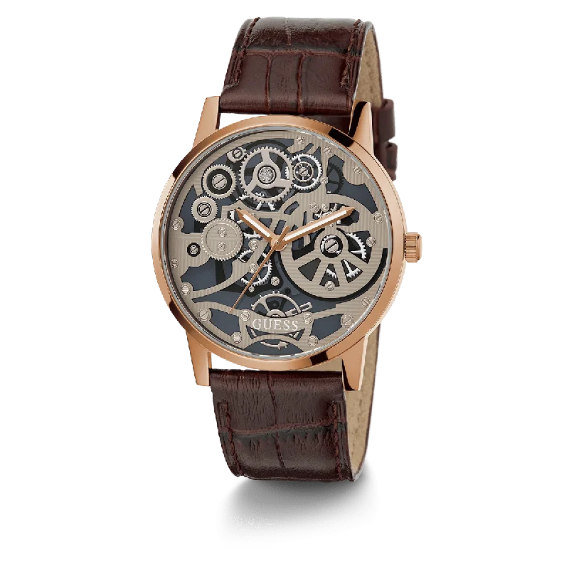 women’s watches with comfortable silicone straps -GUESS Mens Brown Coffee Analog Watch