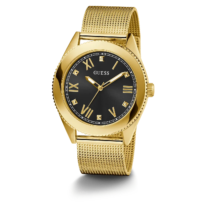 women’s watches with sparkling accents and crystals -GUESS Mens Gold Tone Analog Watch