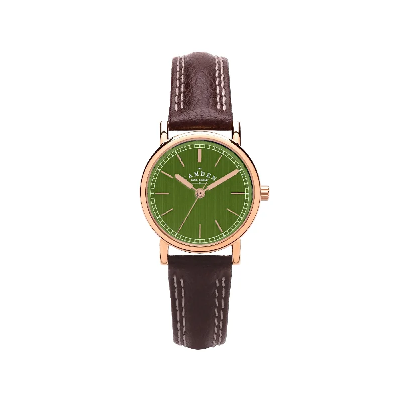 women’s watches with minimalist and modern design -No.24 Green, Brown and Rose Gold