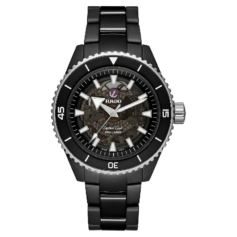 quartz watches for men with elegant designs -Rado Captain Cook Black Dial Men 43mm