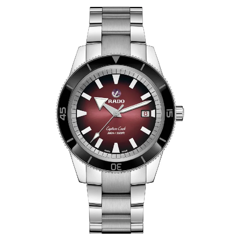 best watches for men with chronograph and date features -Rado Captain Cook Red Dial Men 42mm