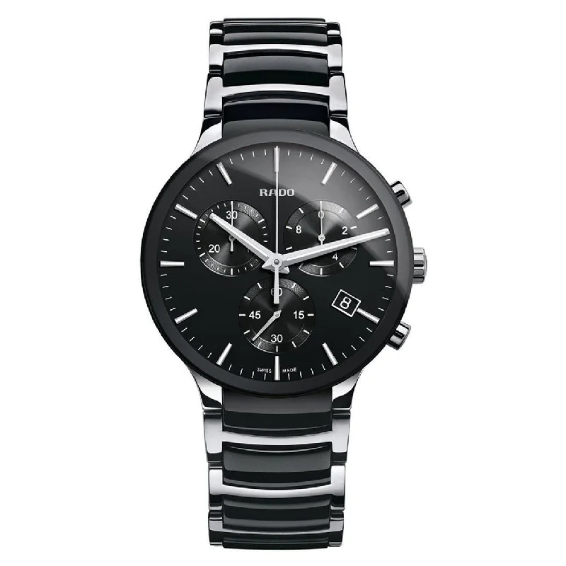 classic watches for men with minimalist dial and date -Rado Centrix Black Dial Men 40mm