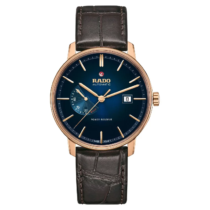 women’s watches with leather straps and gold accents -Rado Coupole Blue Dial Men 41mm