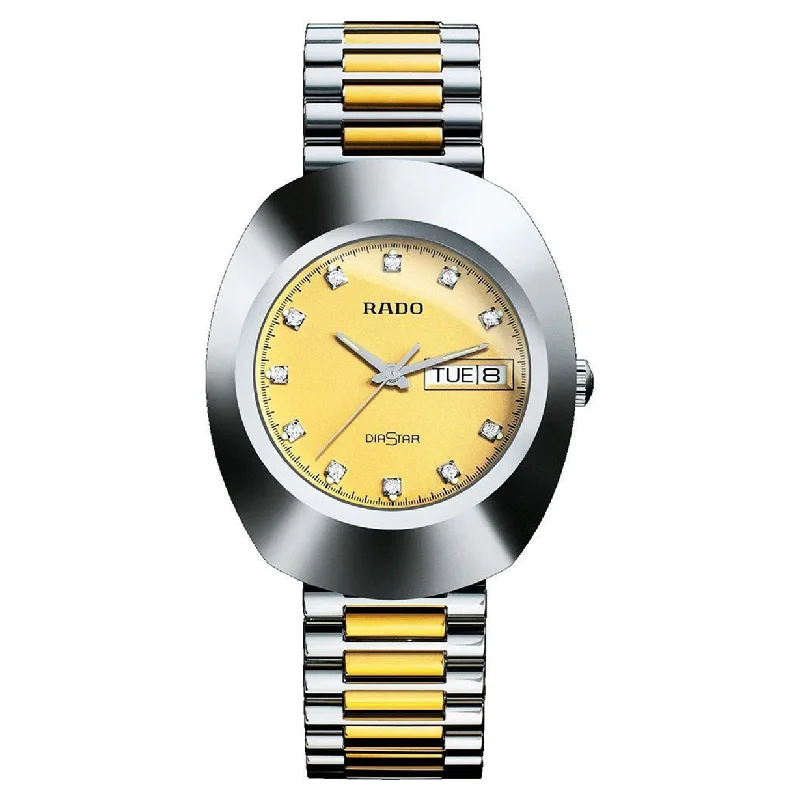 luxury men’s watches with leather and titanium bands -Rado Diastar Original Champagne Dial Men 35.1mm