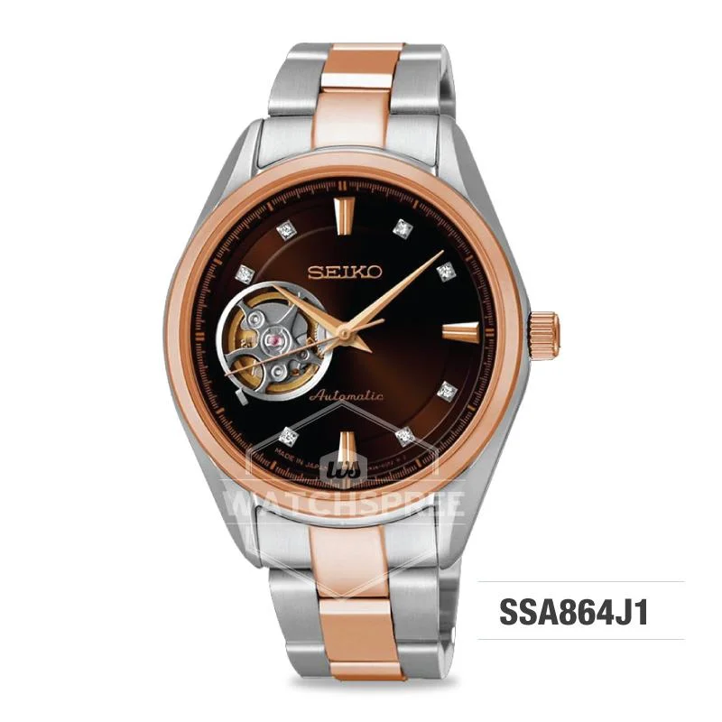 high-tech smartwatches for fitness and health tracking -Seiko Presage (Japan Made) Swarovski Crystal Open Heart Automatic Two-tone Stainless Steel Band Watch SSA864J1 (Not For EU Buyers) (LOCAL BUYERS ONLY)